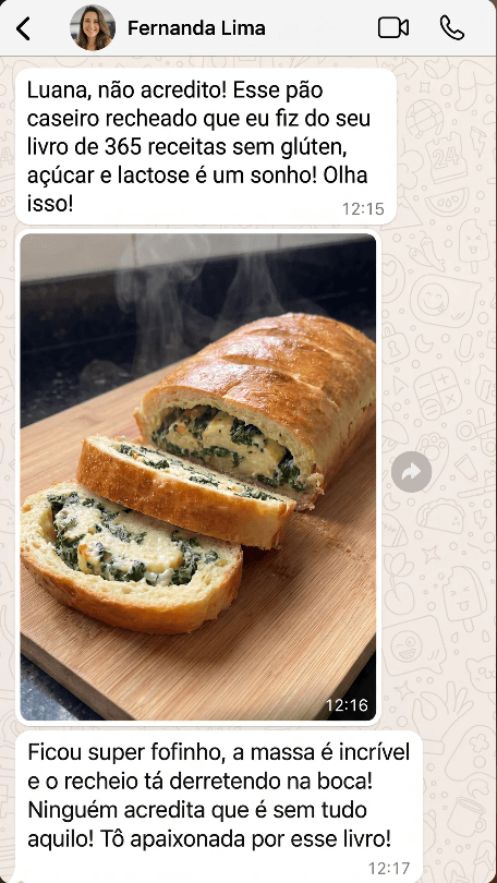 Print de conversa sobre as receitas 3